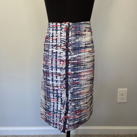 WORTH NEW YORK Dresses & Skirts - WORTH New York Women's Pencil Straight Skirt Size 6 Tweed Fringe Americana